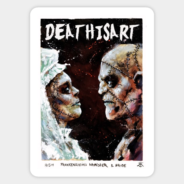 Frankenstein's Monster & Bride Sticker by Death Is Art